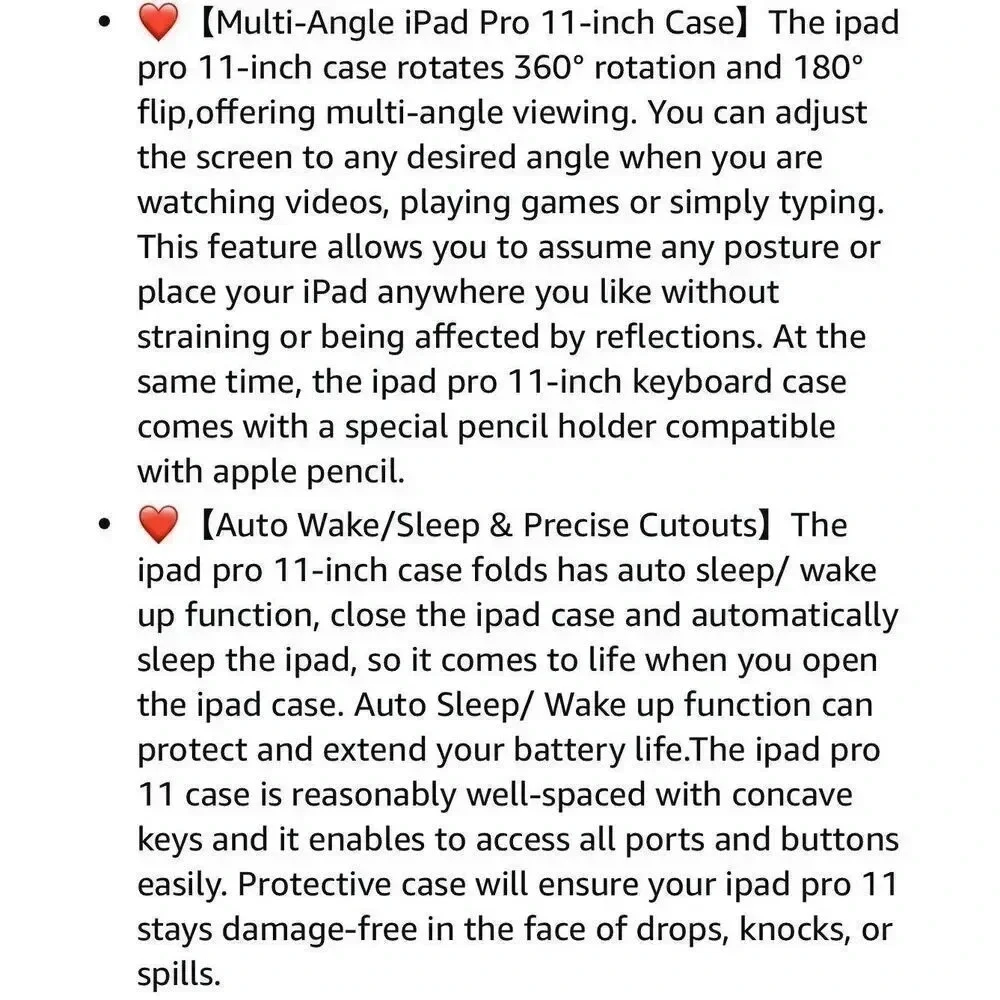 360° Keyboard Case For iPad Pro 11” 4th/3rd/2nd/1st‎ Generation 10 Color Backlit
